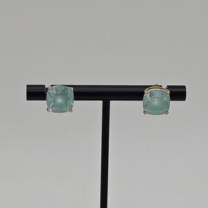 kate spade gumdrop square stud earrings light blue and gold tone